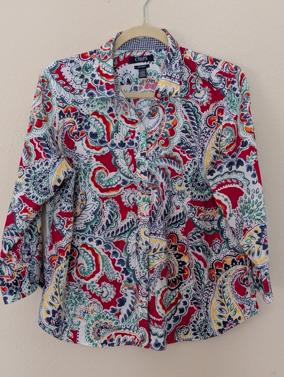 Chaps Tops - Chaps Petite No Iron Floral Button-Up Shirt Size P XL